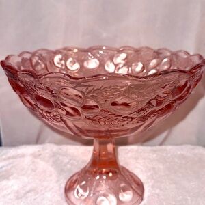 Vintage Pink Glass Pedestal Bowl